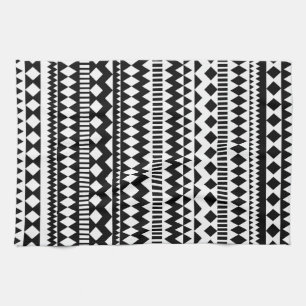 Cool Geometry Black White Aztec Tribal Pattern Towel
