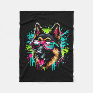 Cool German Shepherd Dog Graffiti Art Style Christ Fleece Blanket