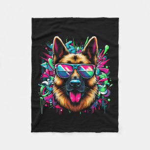 Cool German Shepherd Dog Graffiti Art Style Christ Fleece Blanket