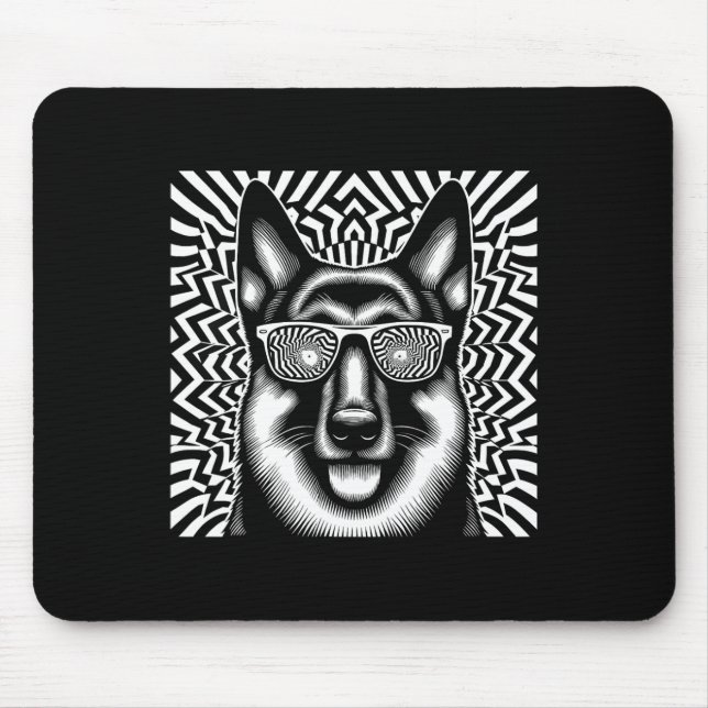 Cool German Shepherd Dog Op Art Style Christmas 1  Mouse Pad (Front)