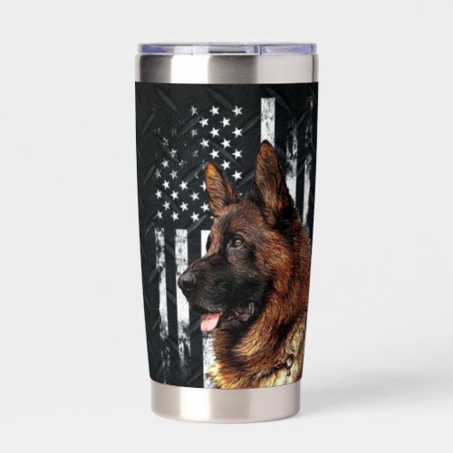 Cool German Shepherd Dog Pet American Flag Insulated Tumbler