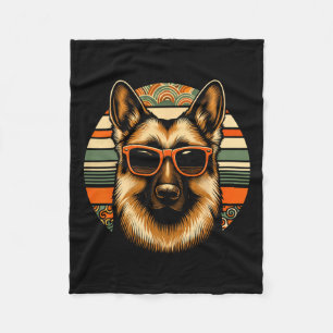 Cool German Shepherd Dog Retro Art Style Christmas Fleece Blanket