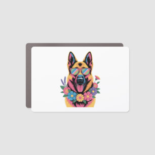 Cool German Shepherd in Neon Shades Car Magnet