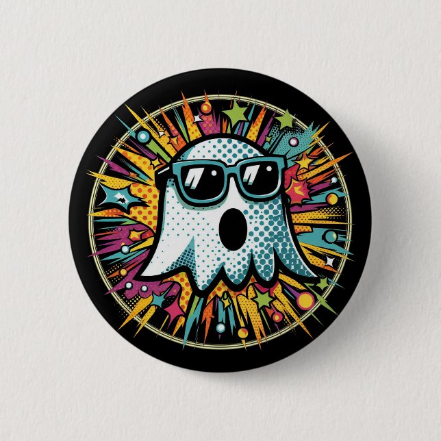 Cool Ghost - Cute Button  (Front)