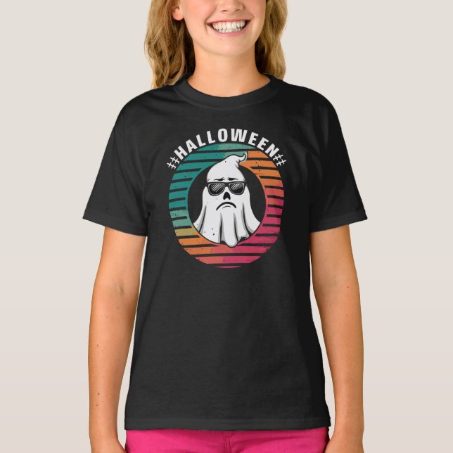Cool Ghost Halloween Retro Design T-Shirt (Front)
