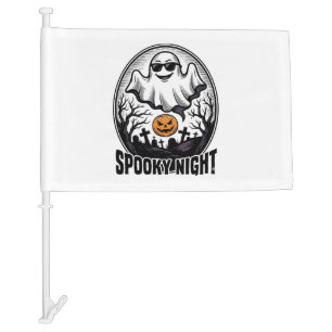 Cool Ghost Halloween Vintage Engraving Tee Art_1 Car Flag