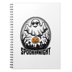 Cool Ghost Halloween Vintage Engraving Tee Art_1 Notebook