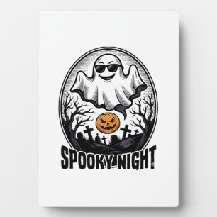 Cool Ghost Halloween Vintage Engraving Tee Art_1 Plaque