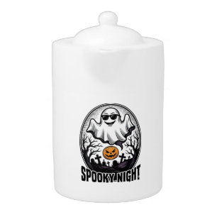 Cool Ghost Halloween Vintage Engraving Tee Art_1 Teapot