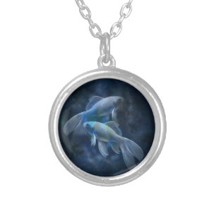Cool Ghostly Goldfish Silver Plated Necklace