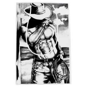 Cool Gift Bag For Him Art Cowboy Bodybuilder