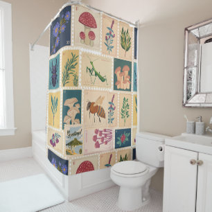 Cool gift for mama Old stamps Animals Vintage Shower Curtain