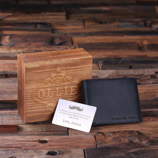Cool Gift Set: Metal Card & Men's Leather Wallet (Front)