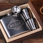 Cool Gift Set: Steel Shot Glasses & 5 oz. Flask (Inside)