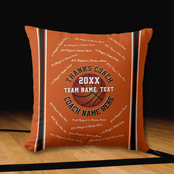 Cool Gifts For Basketball Coaches In Your Colors Throw Pillow by YourSportsGifts at Zazzle
