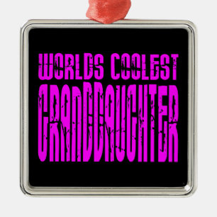 Cool Gifts : Pink Worlds Coolest Granddaughter Metal Ornament