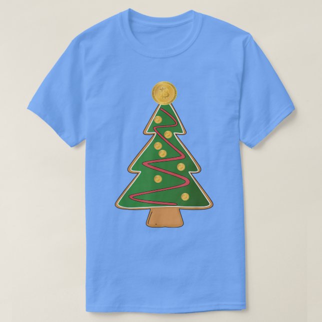 Cool Ginger Bread Bitcoin Christmas Tree Funny App T-Shirt (Design Front)