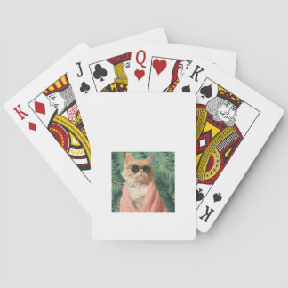 Cool Ginger Cat Vacation Vibes Aesthetic Poker Cards