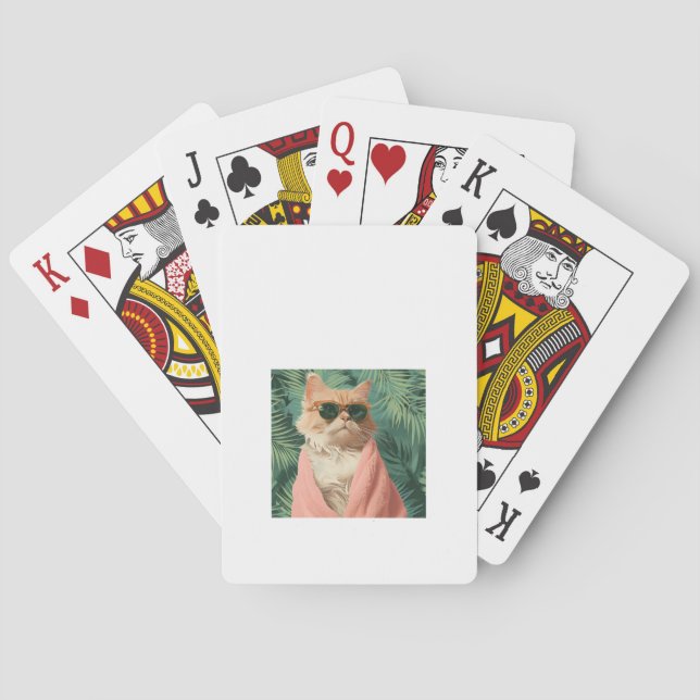 Cool Ginger Cat Vacation Vibes Aesthetic Poker Cards (Back)