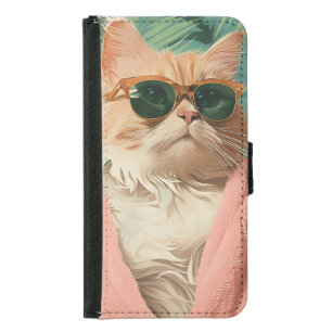 Cool Ginger Cat Vacation Vibes Aesthetic Samsung Galaxy S5 Wallet Case