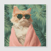 Cool Ginger Cat Vacation Vibes button pin (Front)