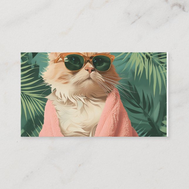 Cool Ginger Cat Vacation Vibes button pin Enclosure Card (Front)
