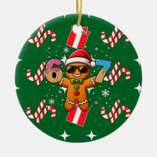 Cool Gingerbread 67 — Holiday Ice‑Cream Numbers Ceramic Ornament