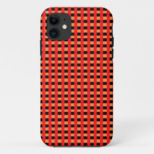 Cool Gingham Orange, Red and Black Pattern Design iPhone 11 Case