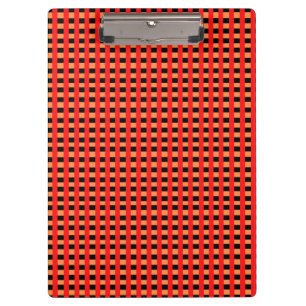 Cool Gingham Orange, Red and Black Pattern Design Clipboard