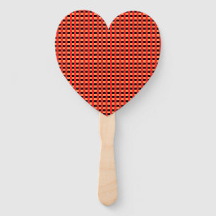 Cool Gingham Orange, Red and Black Pattern Design Hand Fan
