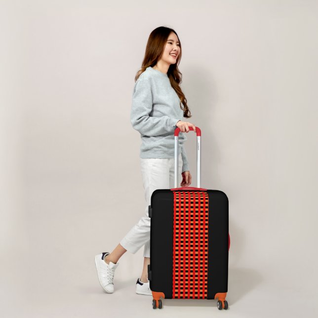 Cool Gingham Orange, Red and Black Pattern Design Luggage (Scale)