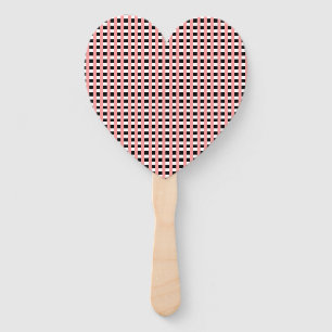 Cool Gingham Pink Black and White Pattern Design Hand Fan
