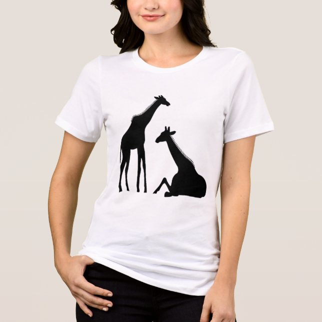 cool giraff t-shirt design wild life giraff Tri-Blend shirt (Front)