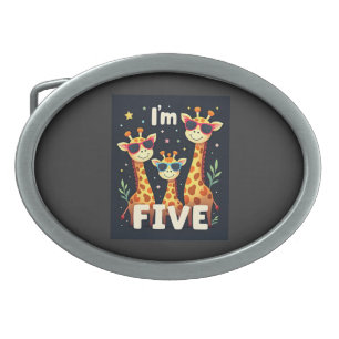 Cool Giraffe 5th Birthday Party 5 Year Old Toddler Belt Buckle
