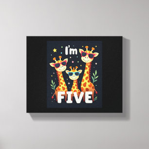 Cool Giraffe 5th Birthday Party 5 Year Old Toddler Canvas Print