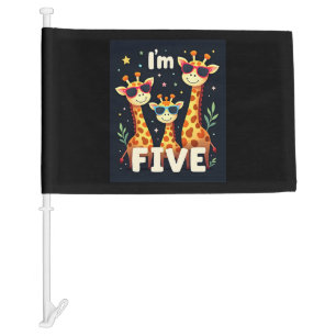 Cool Giraffe 5th Birthday Party 5 Year Old Toddler Car Flag