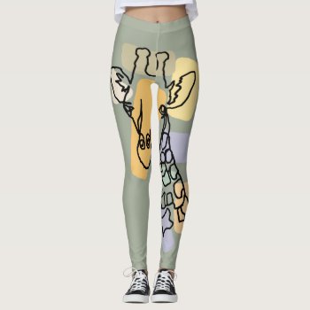 Cool Giraffe Abstract Line Art Leggings by inspirationrocks at Zazzle