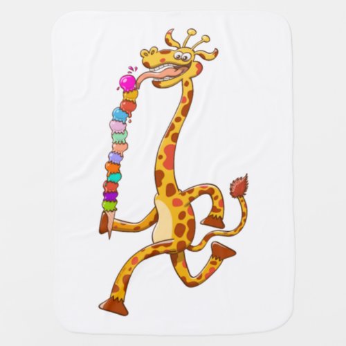 Cool Giraffe Eating Ice Cream Baby Blanket