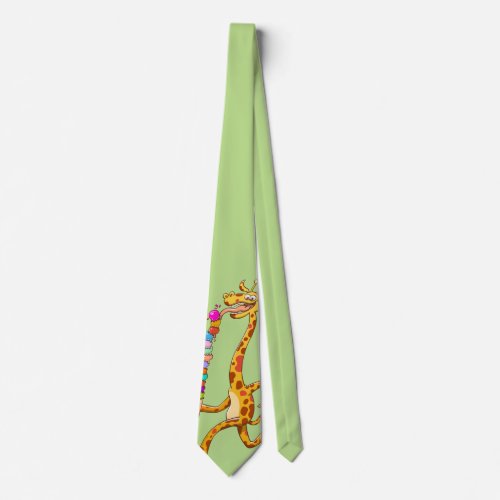 Cool Giraffe Eating Ice Cream Tie