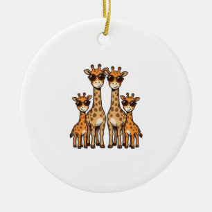 Cool Giraffe Family Sunglasses Vintage Engraving T Ceramic Ornament