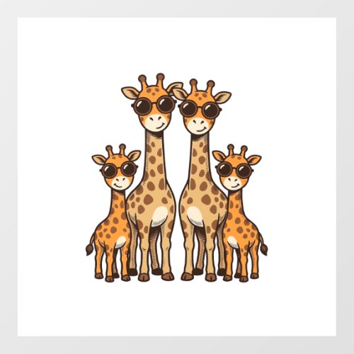 Cool Giraffe Family Sunglasses Vintage Engraving T Floor Decals