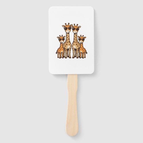 Cool Giraffe Family Sunglasses Vintage Engraving T Hand Fan