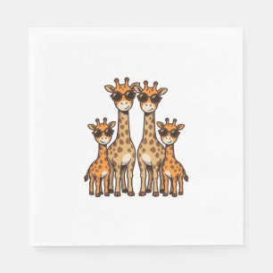 Cool Giraffe Family Sunglasses Vintage Engraving T Napkins
