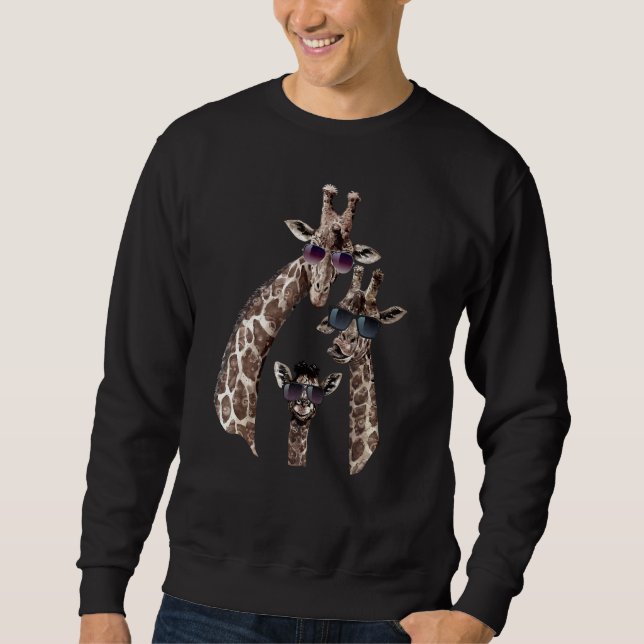 Cool giraffe family with sunglasses sweatshirt (Front)