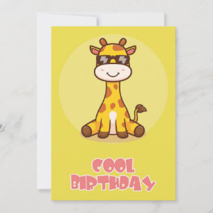 Cool giraffe Flat Greeting Card