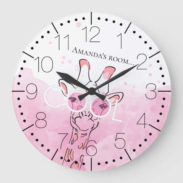 Cool Giraffe glasses Large Clock (Front)