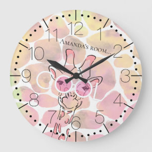Cool Giraffe glasses Large Clock