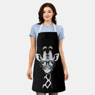 Cool Giraffe Graphic Casual Summer Funny Cute Anim Apron