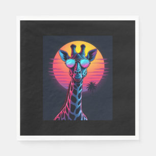 Cool Giraffe In Sunglasses Under Sunset Long Sleev Napkins