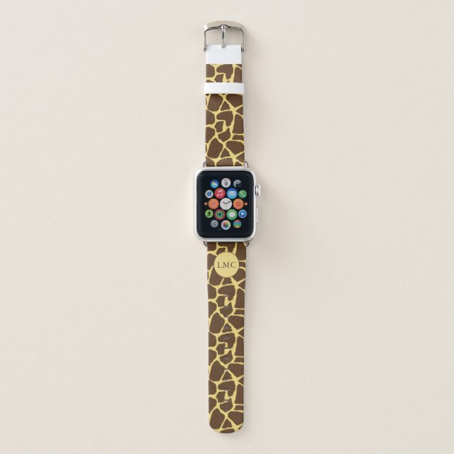 Cool Giraffe Pattern Monogrammed Apple Watch Band (Front)